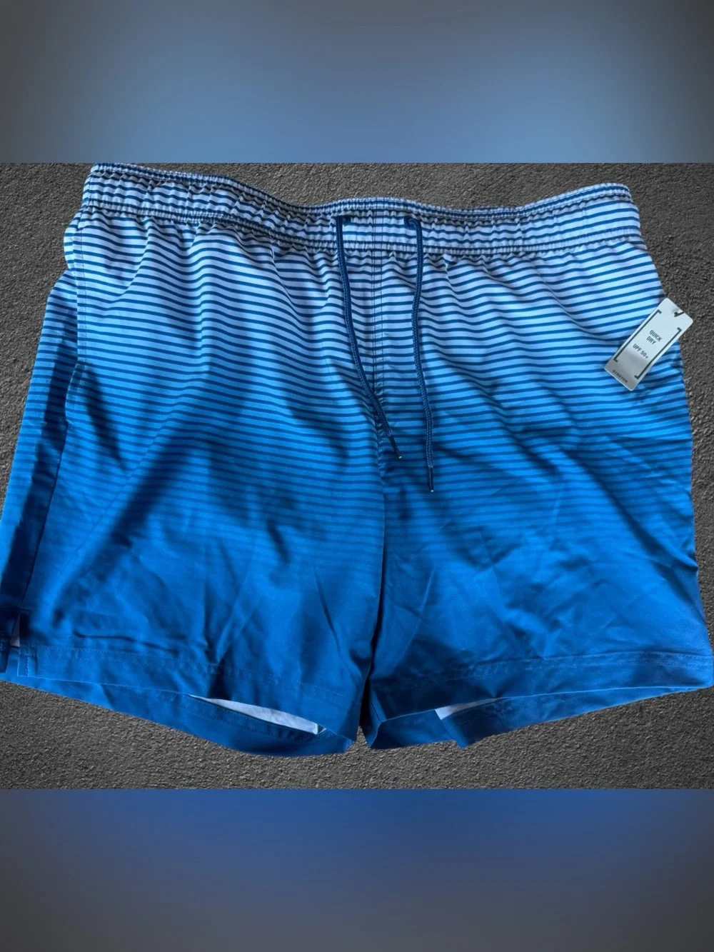NWT George Men’s Blue Ombre Striped Swim Trunks Shorts XL 40-42